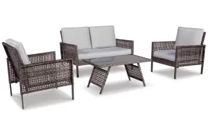 Ashley Furniture Lainey Outdoor Resin Wicker Conversation Set - 4 Piece