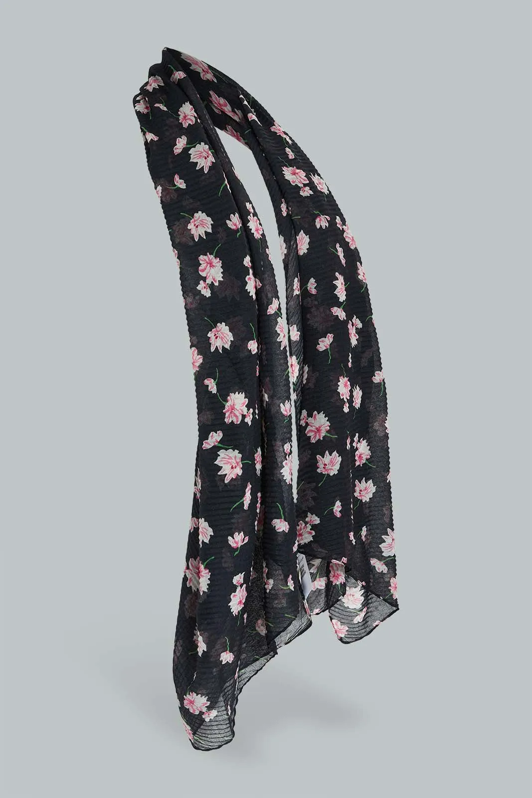 Black Floral Scarf