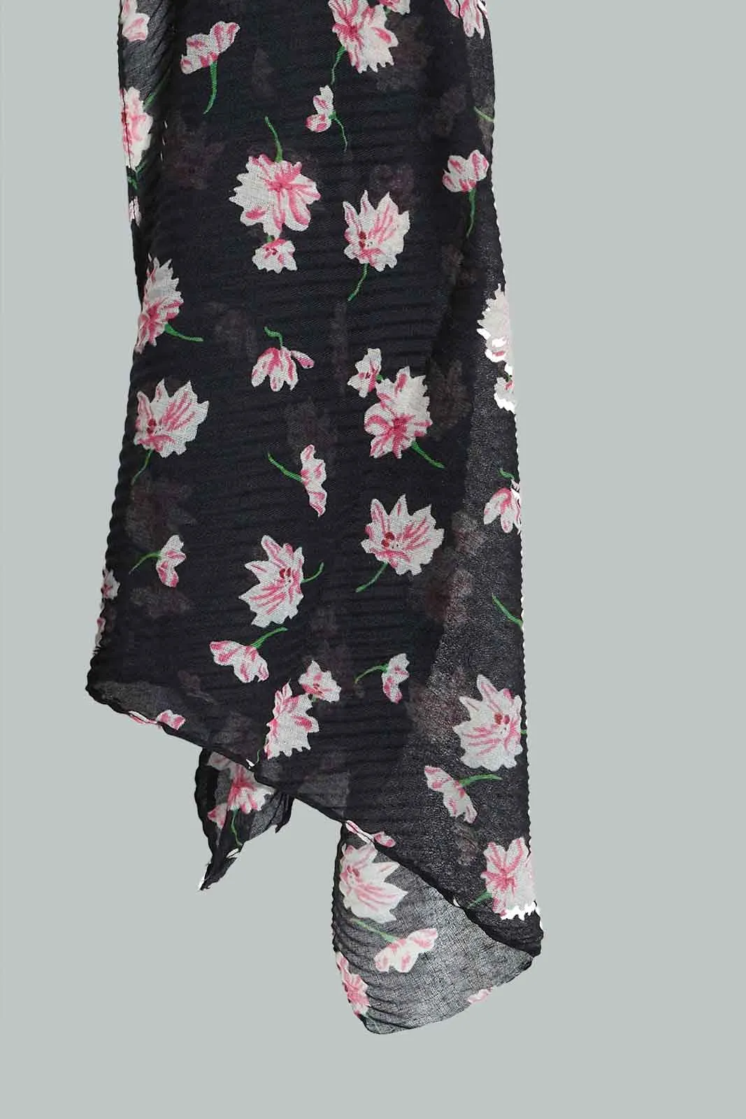 Black Floral Scarf