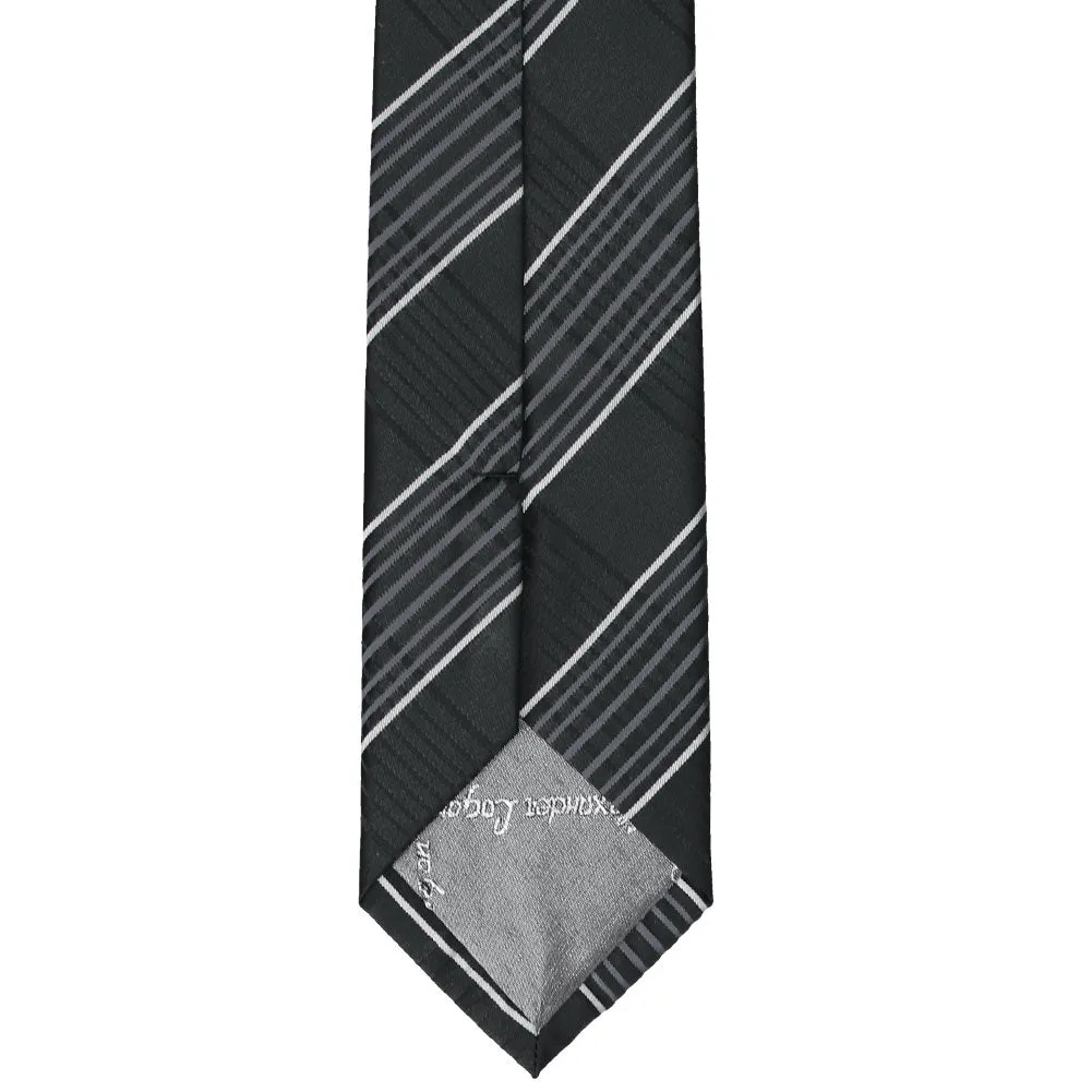 Black Jeffrey Plaid Slim Necktie, 2.5" Width