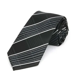 Black Jeffrey Plaid Slim Necktie, 2.5" Width