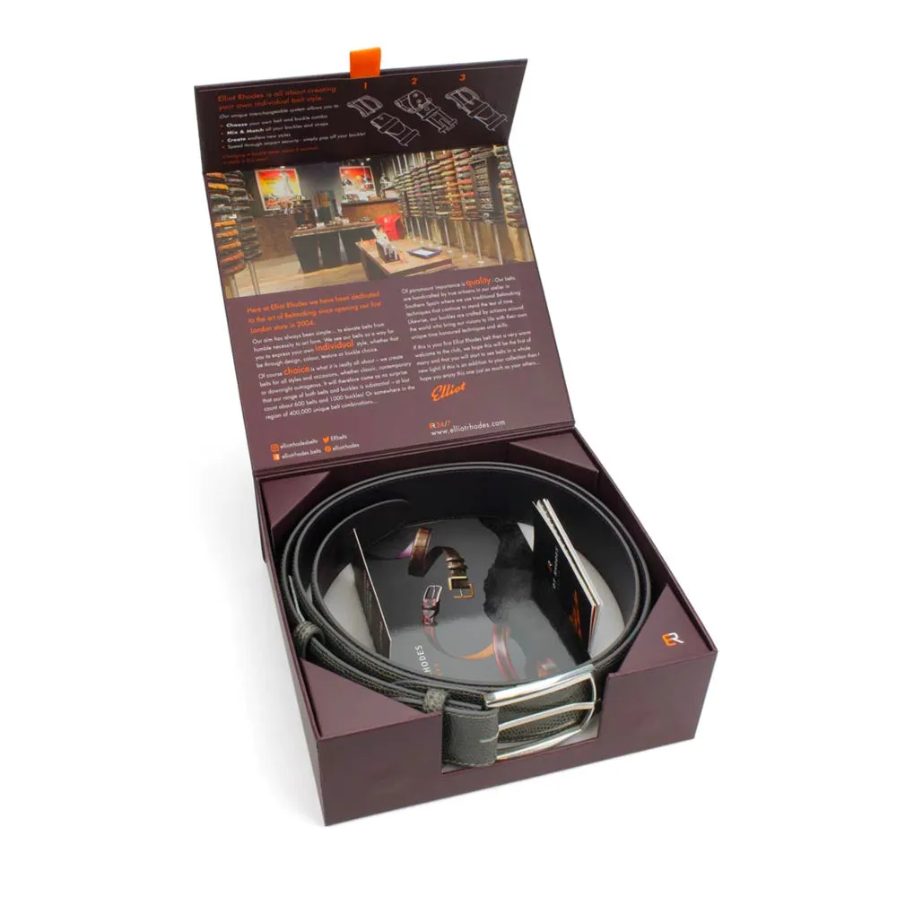 Black Saffiano 'Flynn' Gunmetal Diamond Roller Belt