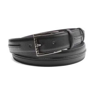 Black Saffiano 'Flynn' Gunmetal Diamond Roller Belt