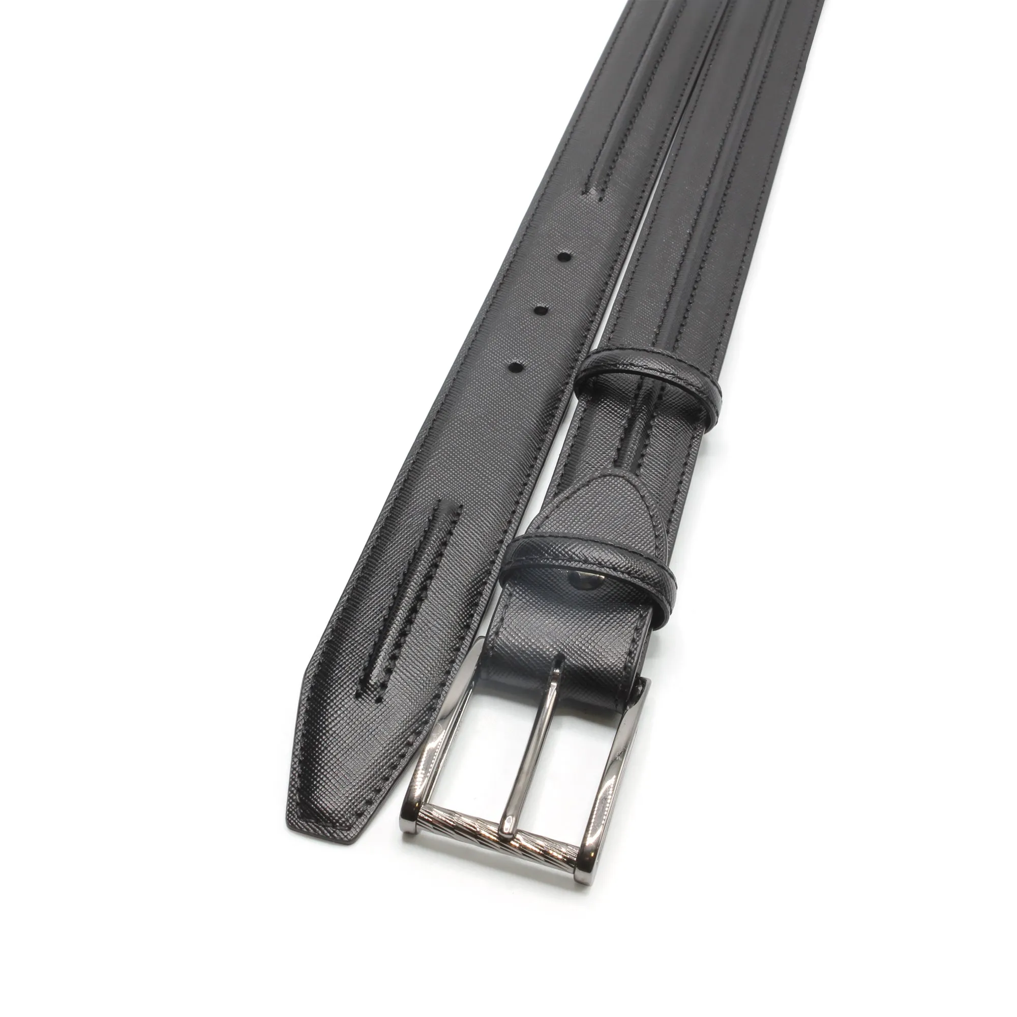 Black Saffiano 'Flynn' Gunmetal Diamond Roller Belt