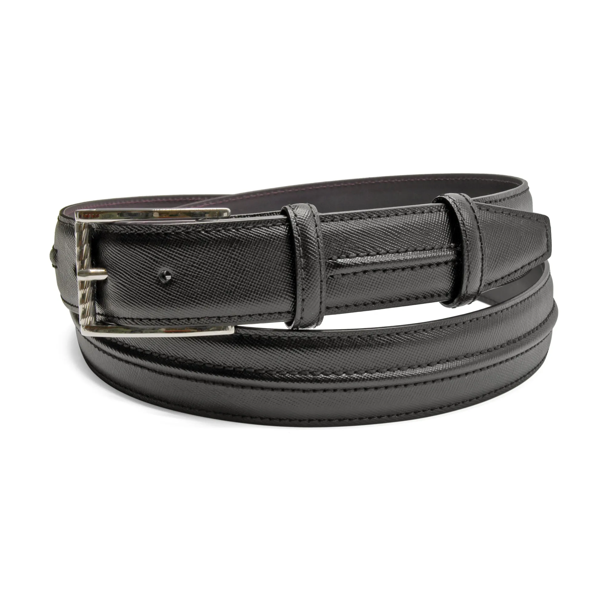 Black Saffiano 'Flynn' Gunmetal Diamond Roller Belt
