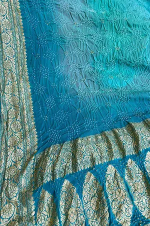 Blue Banarasi Bandhani Georgette Neemzari Dupatta