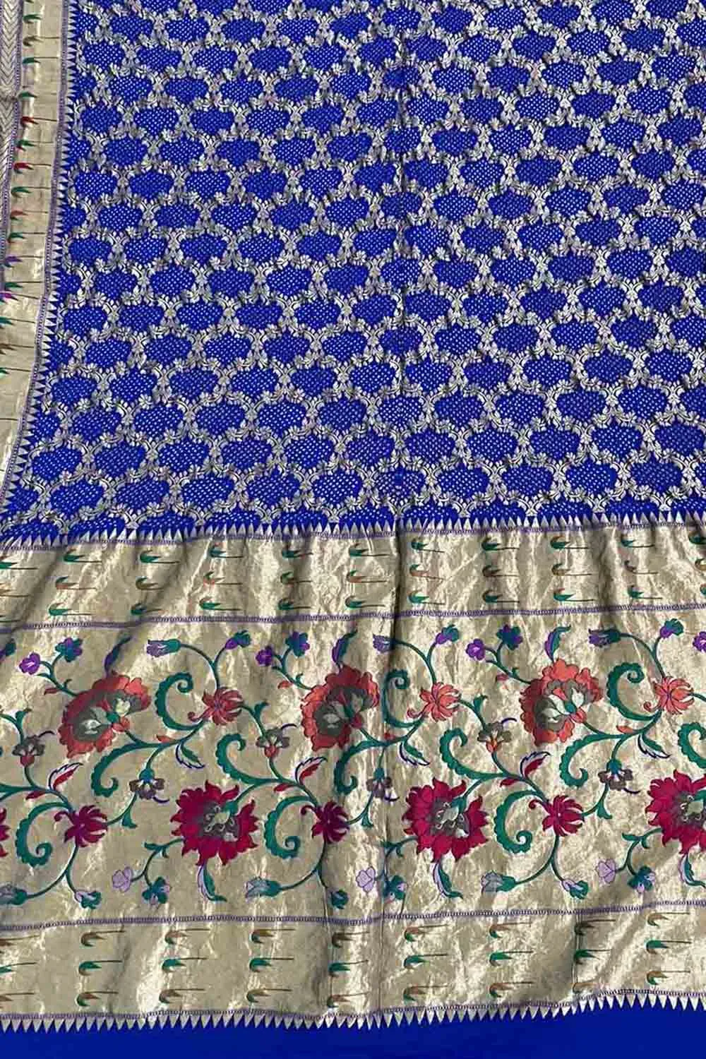 Blue Banarasi Bandhani Pure Georgette Meenakari Dupatta: Exquisite Elegance for Every Occasion
