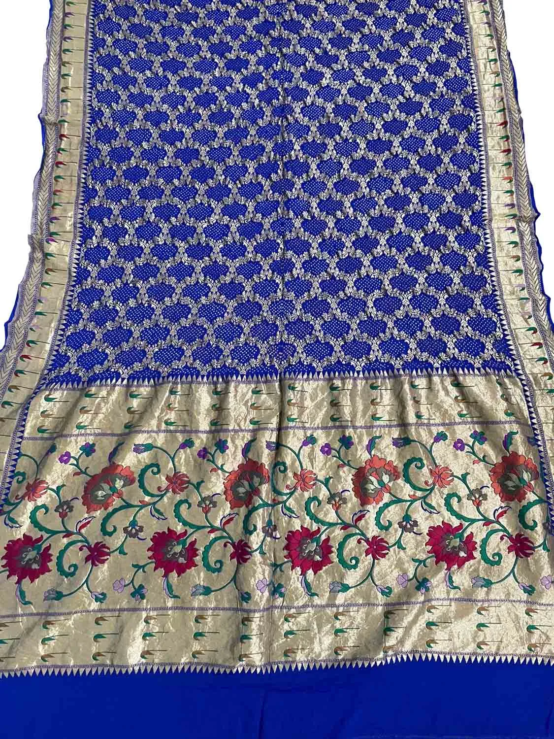 Blue Banarasi Bandhani Pure Georgette Meenakari Dupatta: Exquisite Elegance for Every Occasion