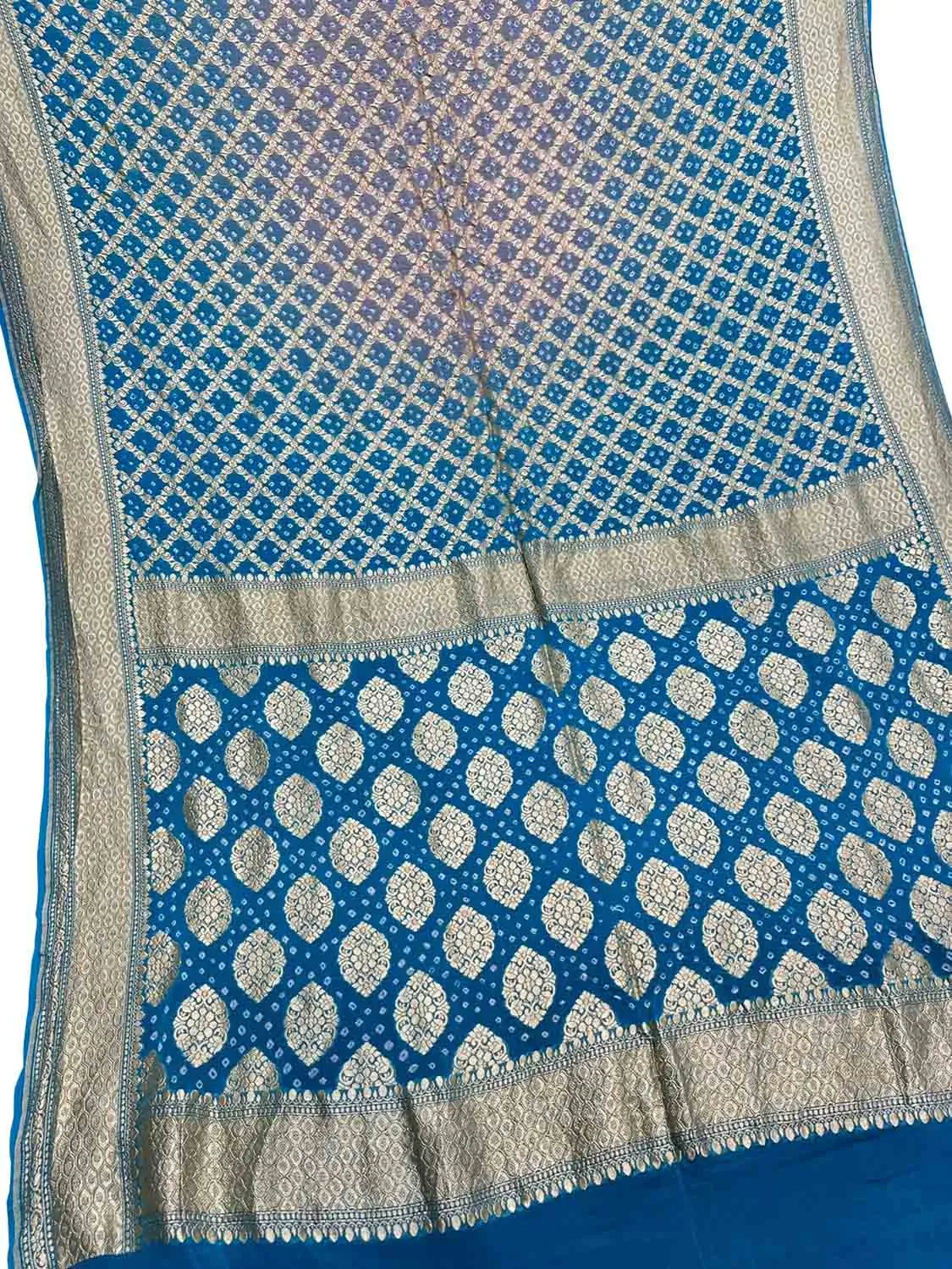 Blue Georgette Banarasi Bandhani Saree - Elegant and Traditional
