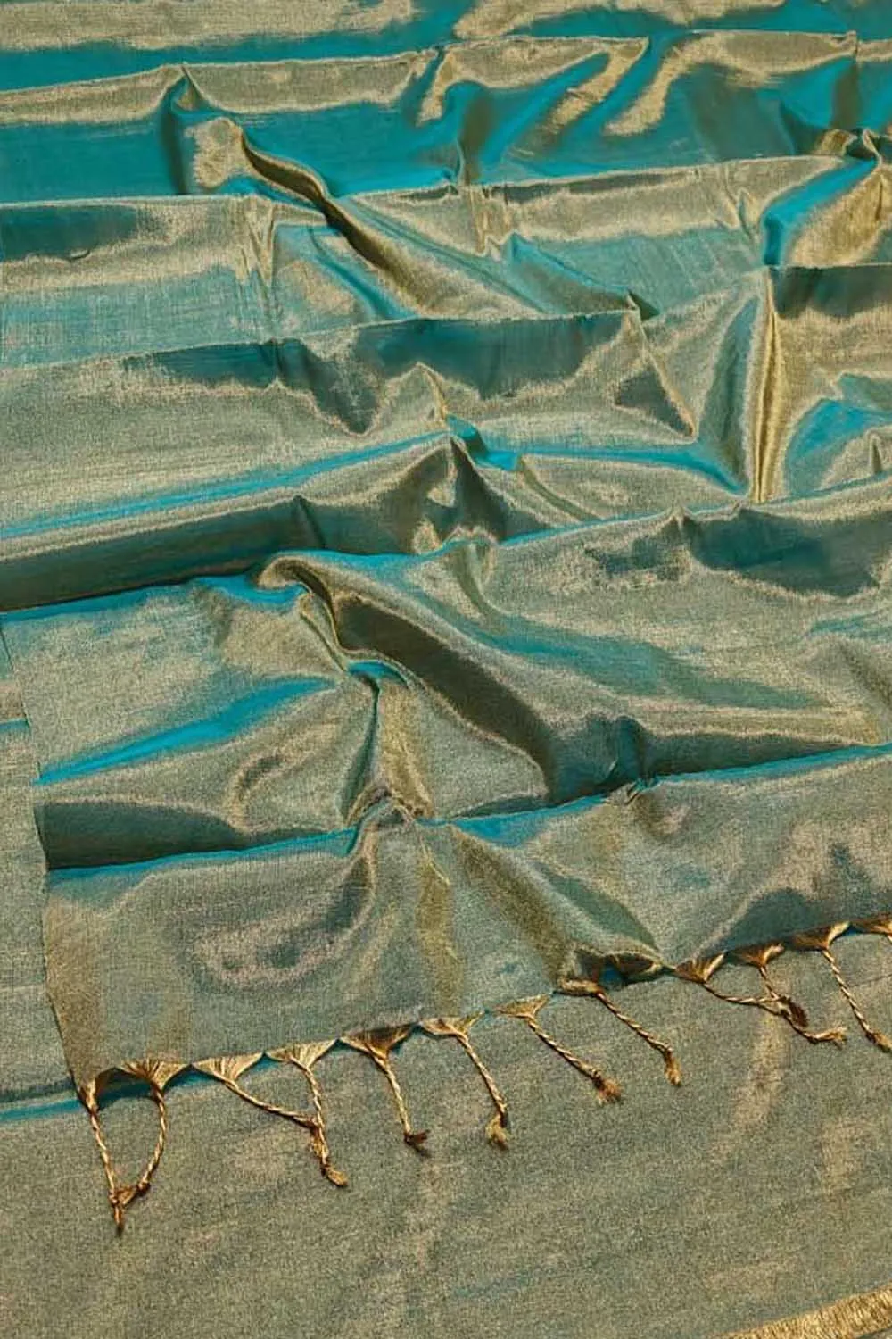 Blue Handloom Chanderi Pure Tissue Silk Saree