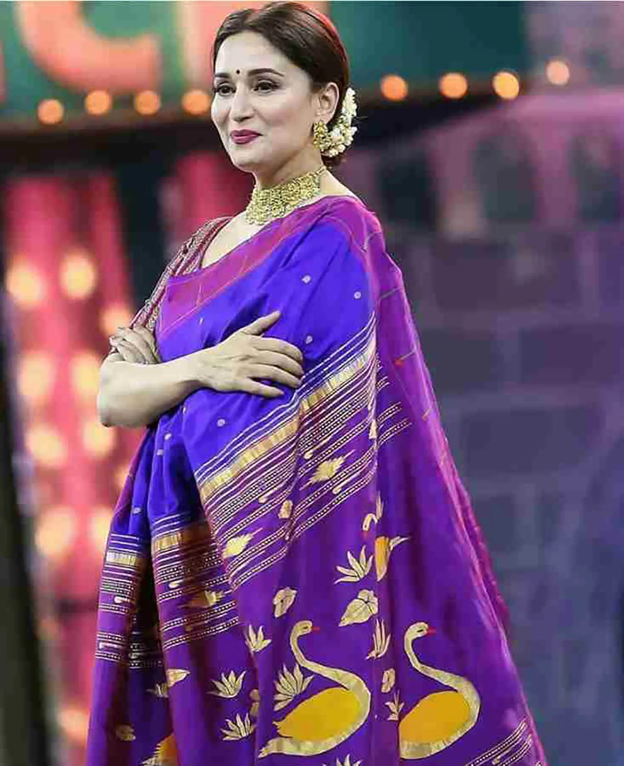 Blue Handloom Paithani Pure Silk Saree with Duck Design