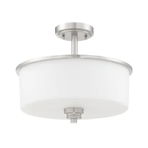 Bolden 2 Light Convertible Semi Flush in Brushed Polished Nickel (White Glass)