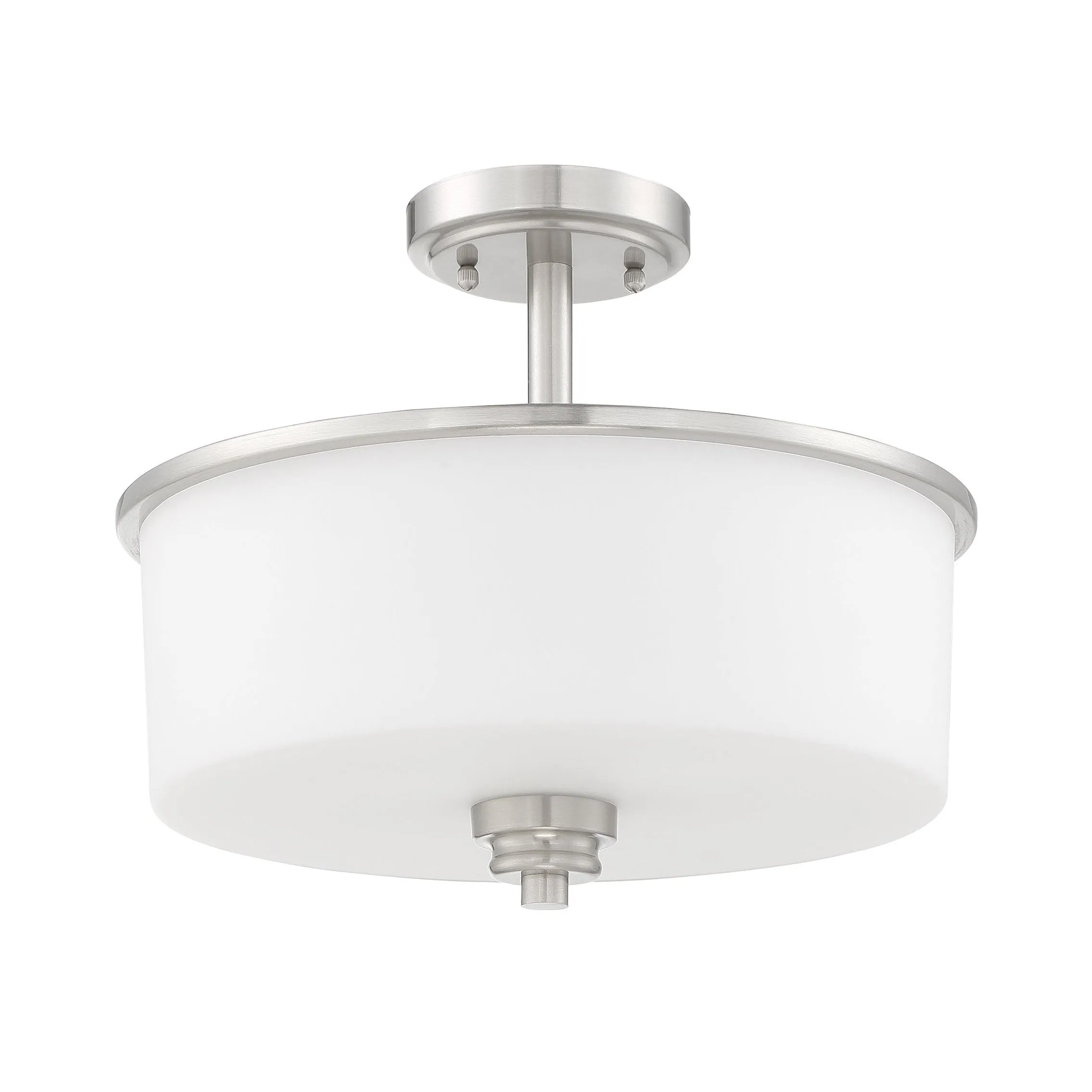 Bolden 2 Light Convertible Semi Flush in Brushed Polished Nickel (White Glass)