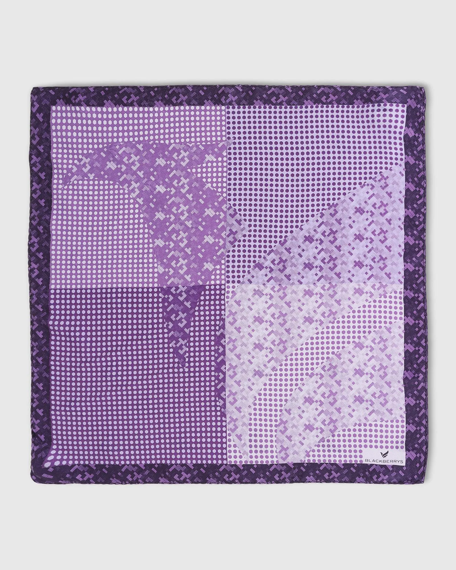 Boxed Combo Printed Tie With Pocket Square And Cufflink In Purple - Taran