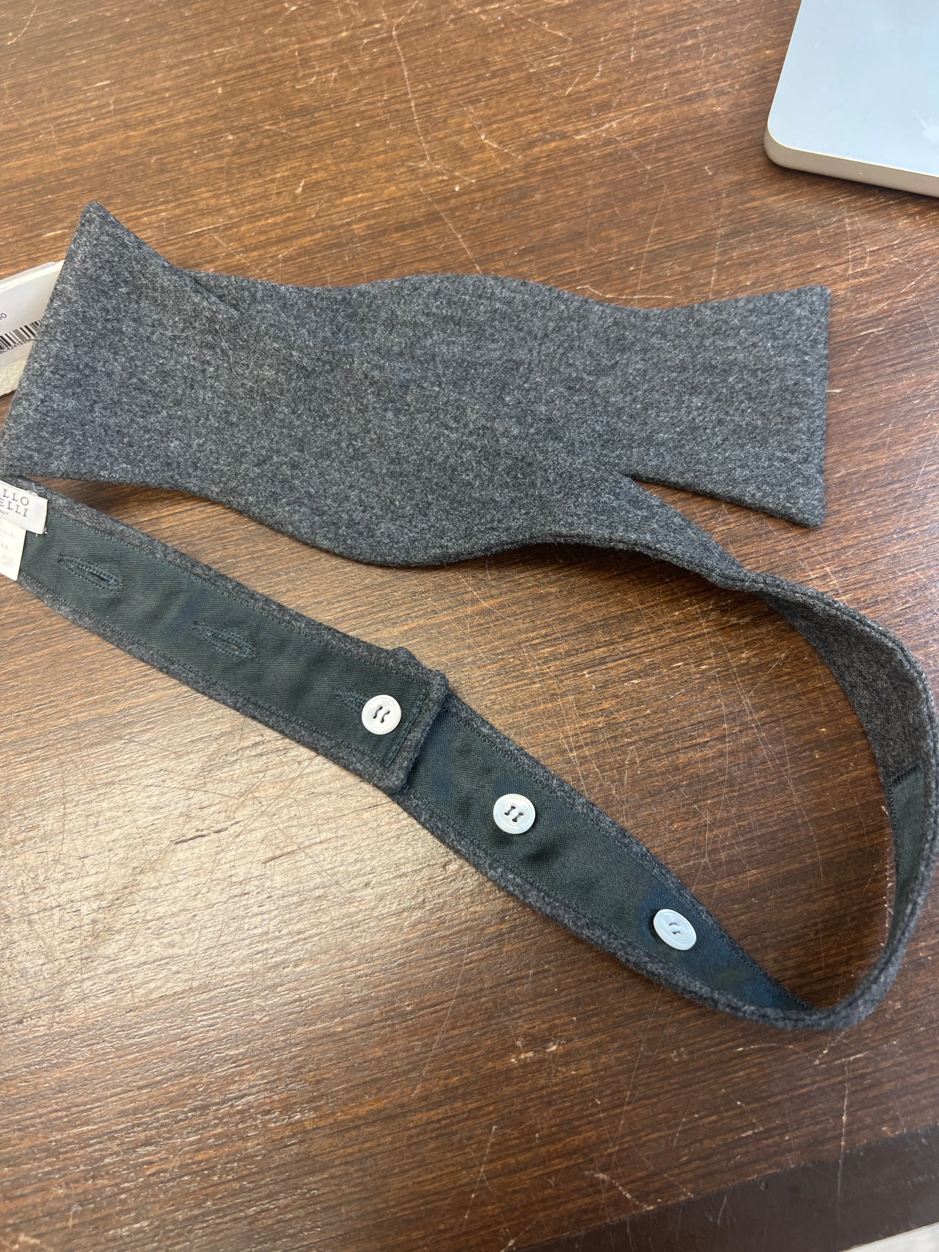 Brunello Cucinelli Grey Wool Silk Cashmere Men's Bow Tie