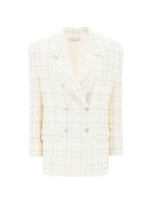 Checkered Tweed Oversized Jacket