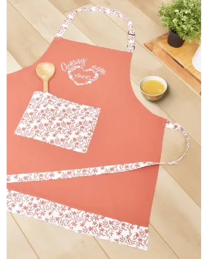 Cooking with Love Rusty Red Cotton Apron Inviting | 28 x 31 inches
