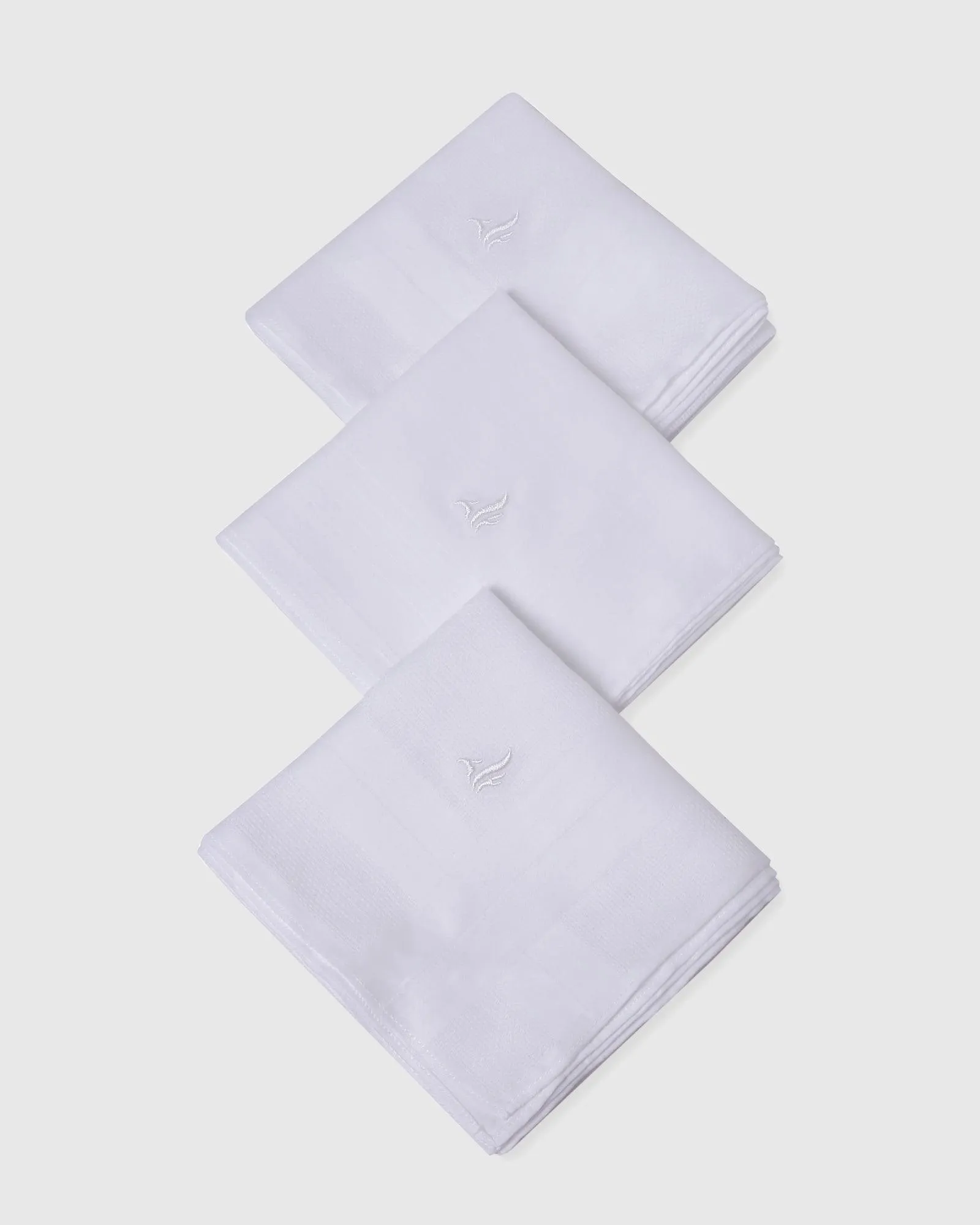 Cotton White Solid Handkerchief - Robert