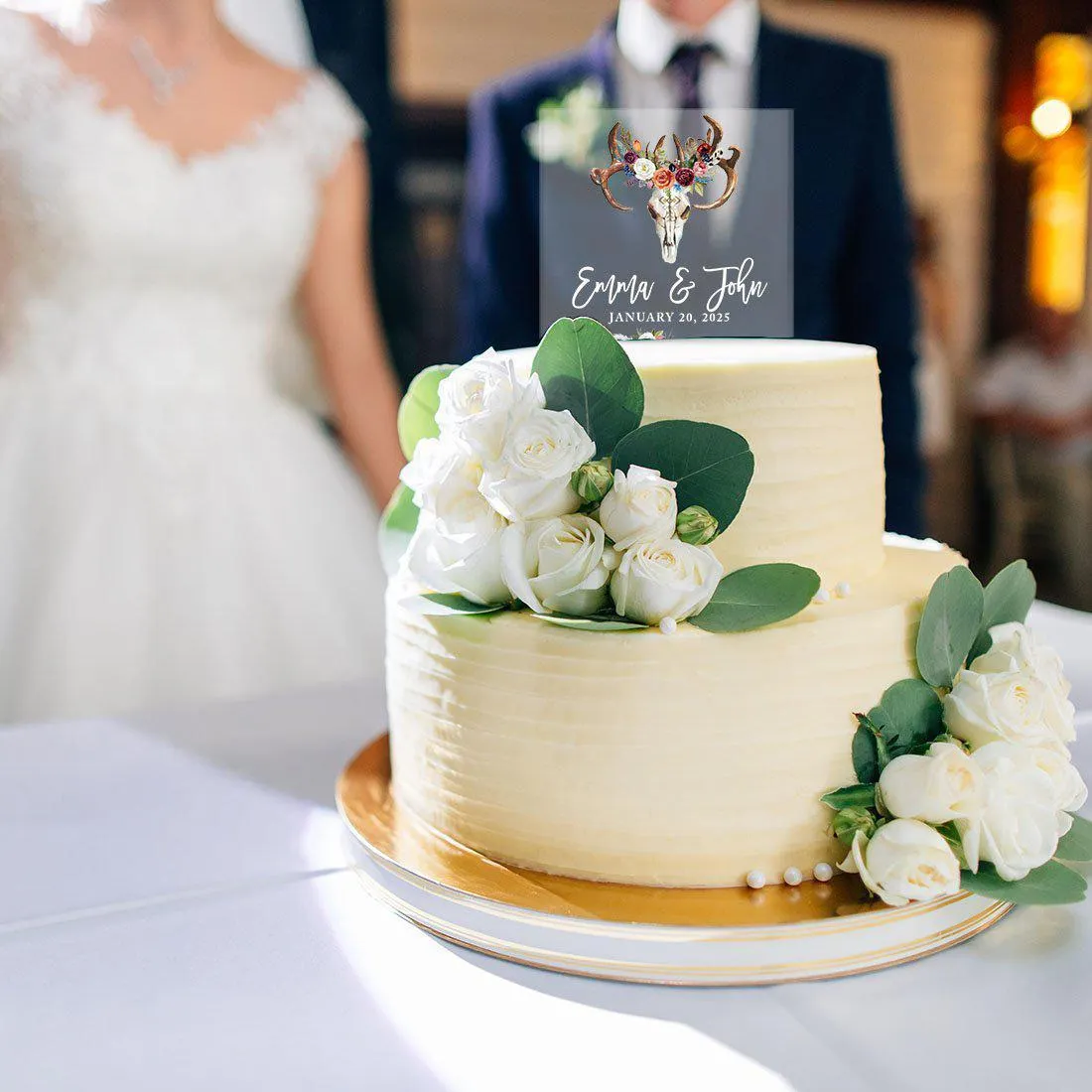 Custom Rustic Country Square Acrylic Cake Topper Collection