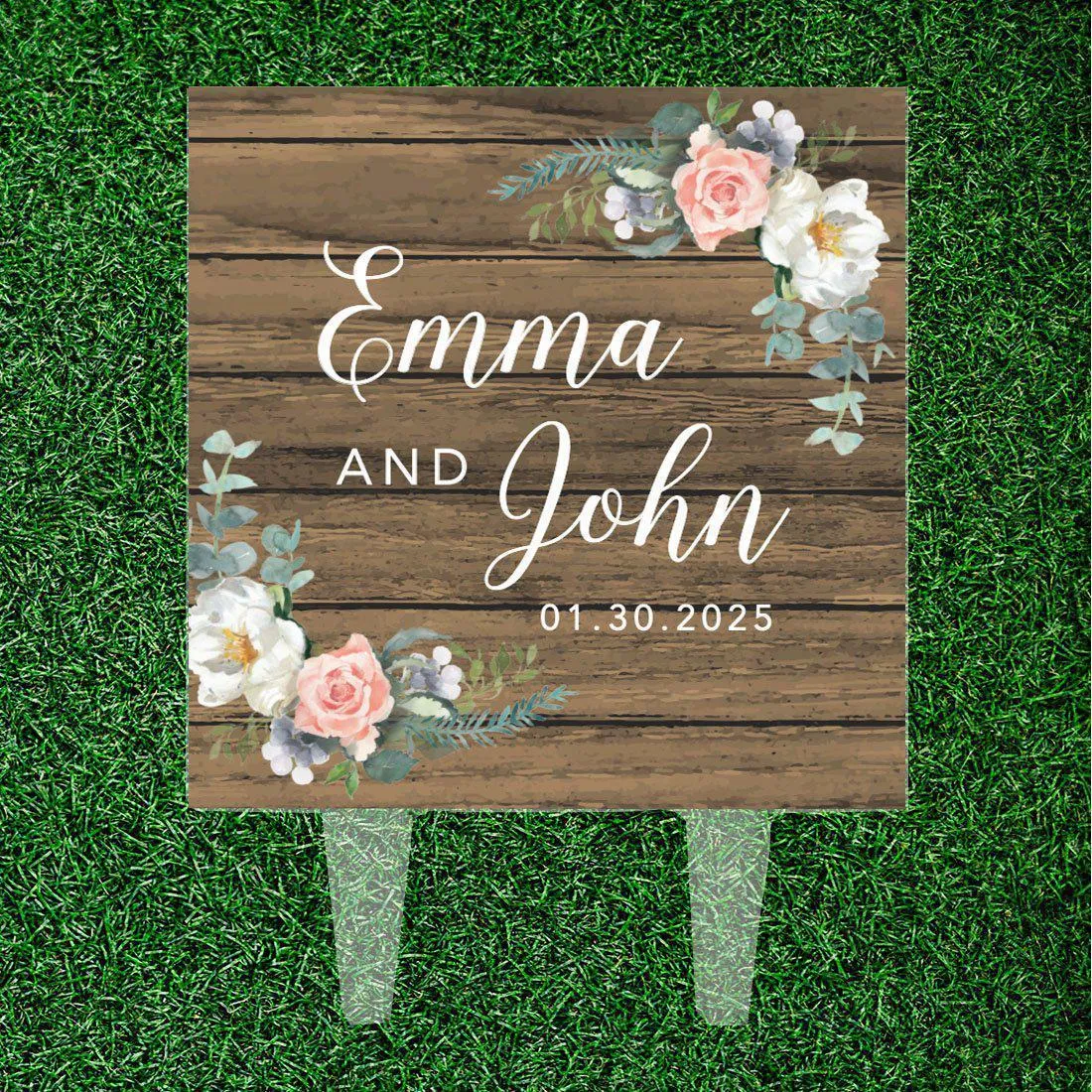Custom Rustic Country Square Acrylic Cake Topper Collection