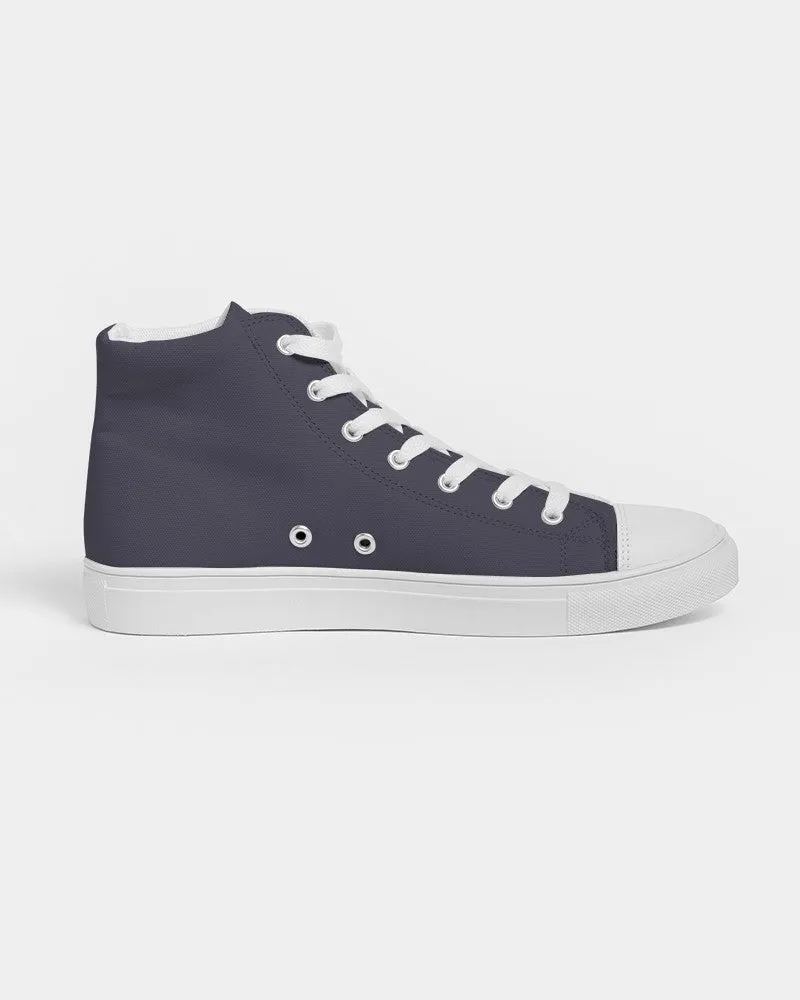 Dark Blue Gray Women's High-top Canvas Sneakers | Women's | Dark Pale Pastel Blue Gray | C30M30Y0K80