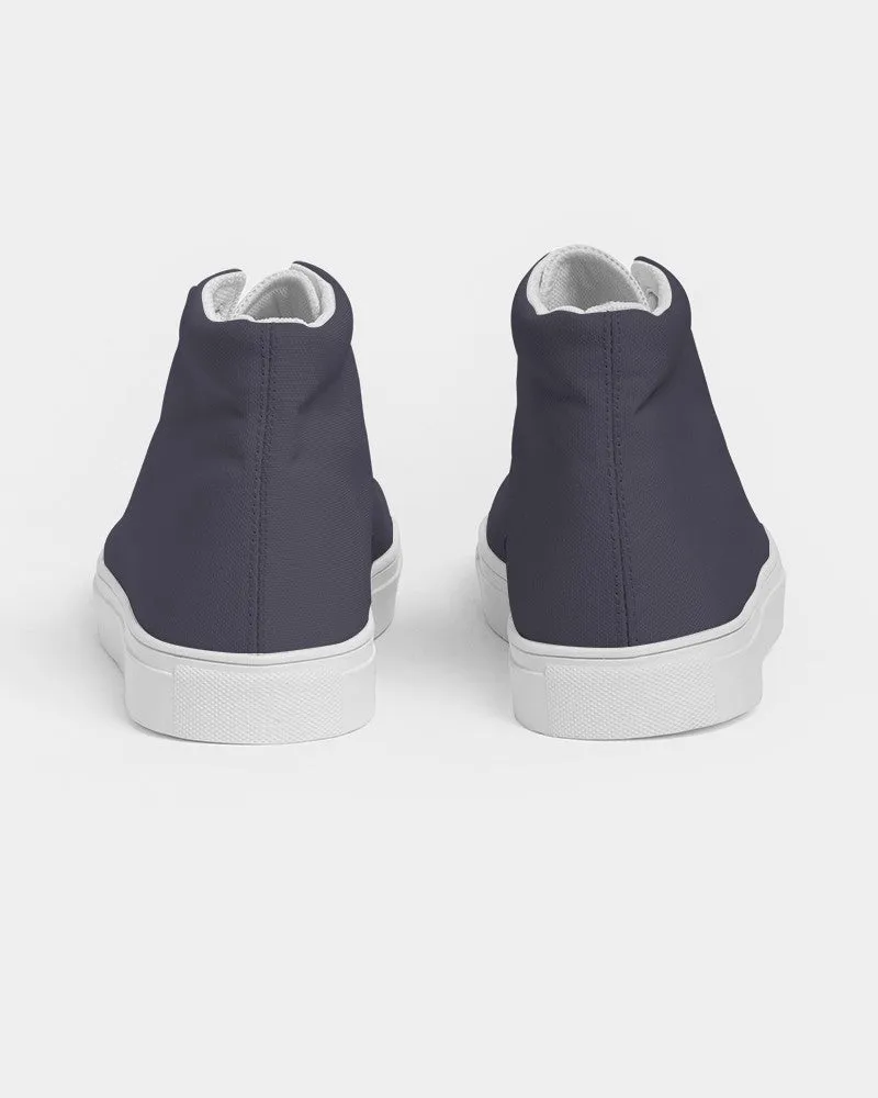 Dark Blue Gray Women's High-top Canvas Sneakers | Women's | Dark Pale Pastel Blue Gray | C30M30Y0K80