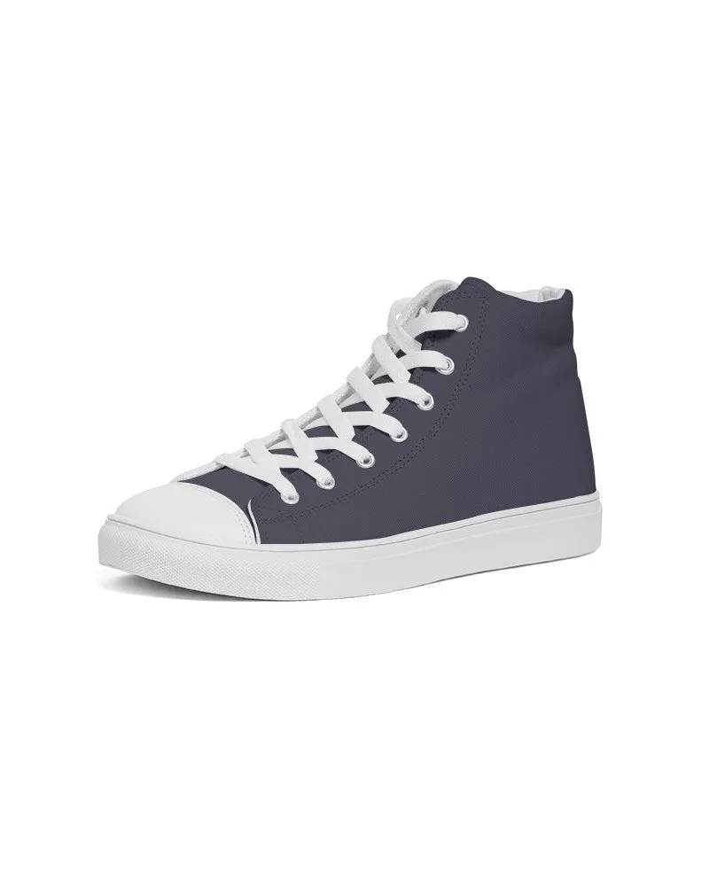 Dark Blue Gray Women's High-top Canvas Sneakers | Women's | Dark Pale Pastel Blue Gray | C30M30Y0K80
