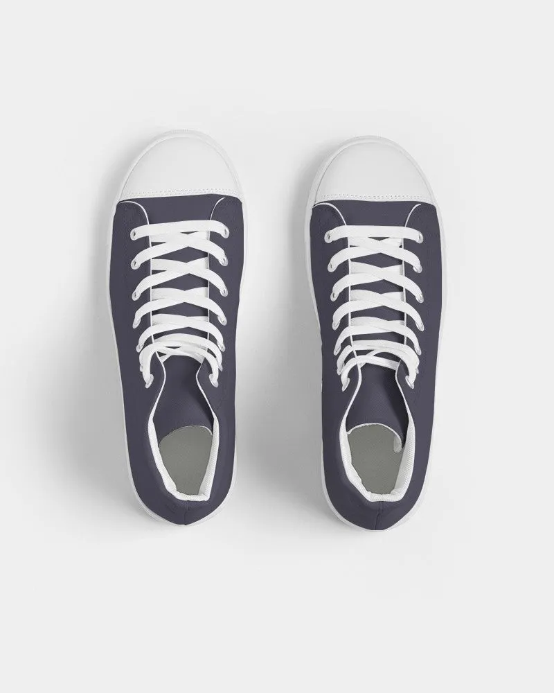 Dark Blue Gray Women's High-top Canvas Sneakers | Women's | Dark Pale Pastel Blue Gray | C30M30Y0K80