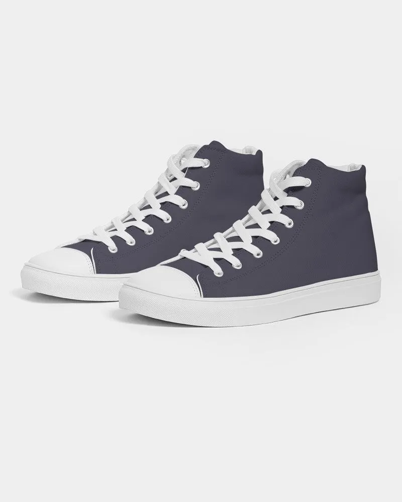 Dark Blue Gray Women's High-top Canvas Sneakers | Women's | Dark Pale Pastel Blue Gray | C30M30Y0K80