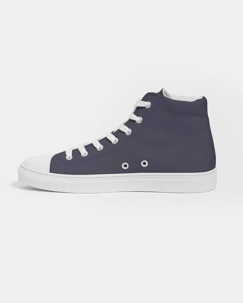 Dark Blue Gray Women's High-top Canvas Sneakers | Women's | Dark Pale Pastel Blue Gray | C30M30Y0K80
