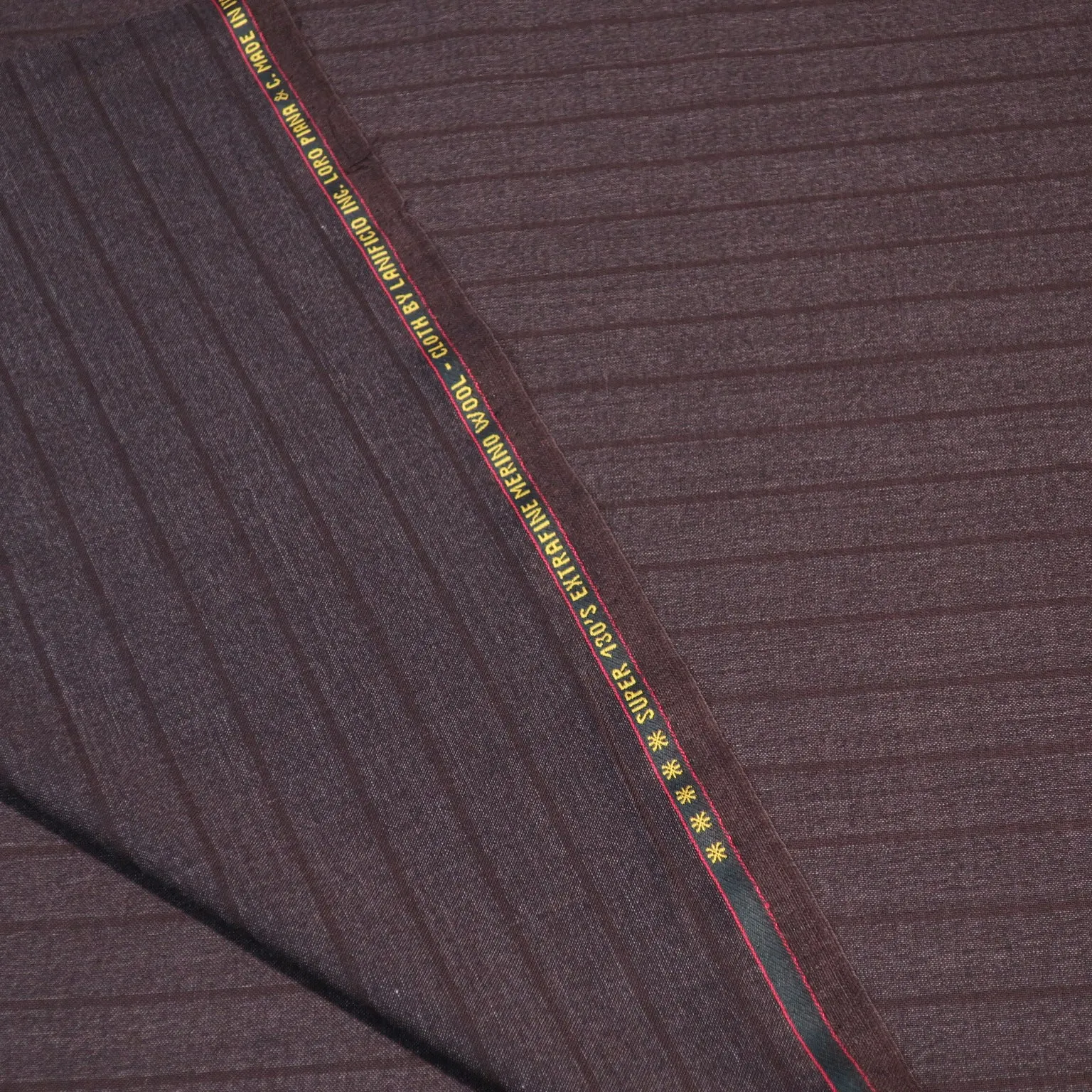 Dark Gray Stripe Super 130's Extrafine Merino Loro Piana Wool Fabric