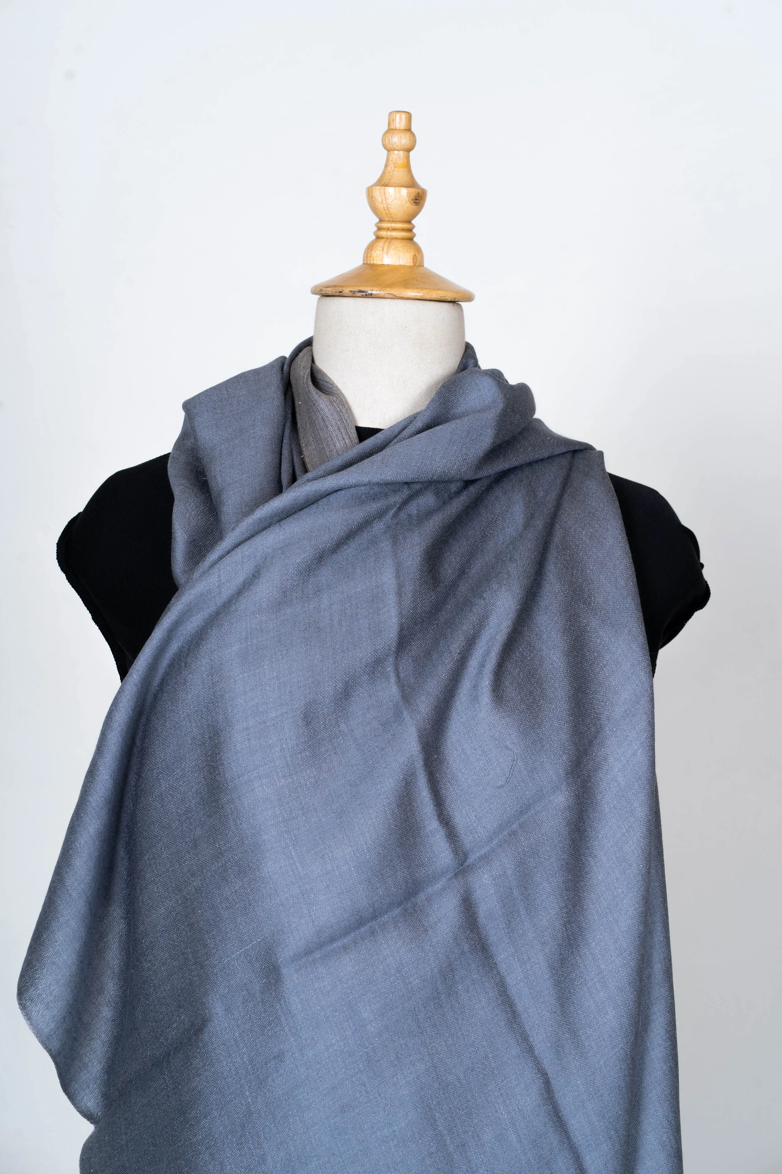 Dual Elegance: Reversible Merino Wool Scarf in Slate and Steel Blue