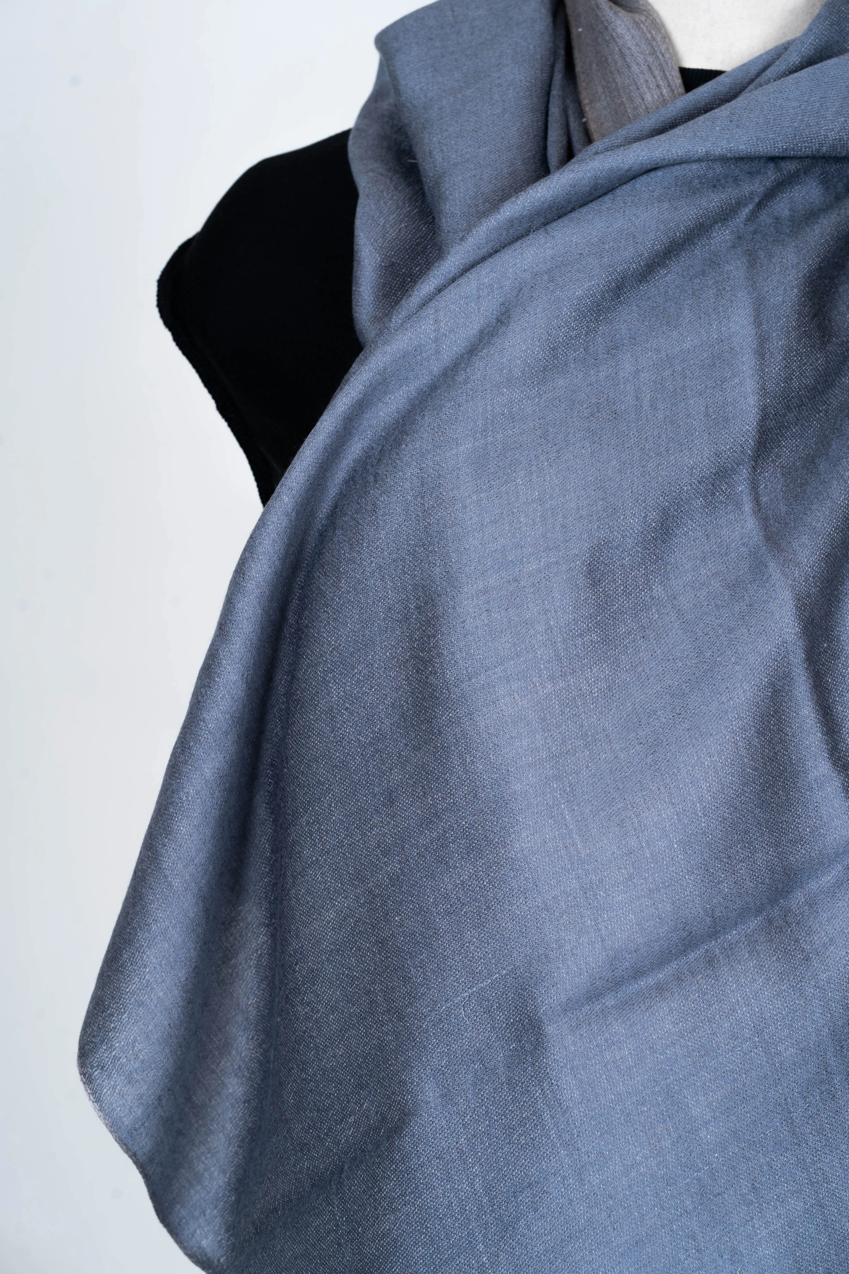 Dual Elegance: Reversible Merino Wool Scarf in Slate and Steel Blue