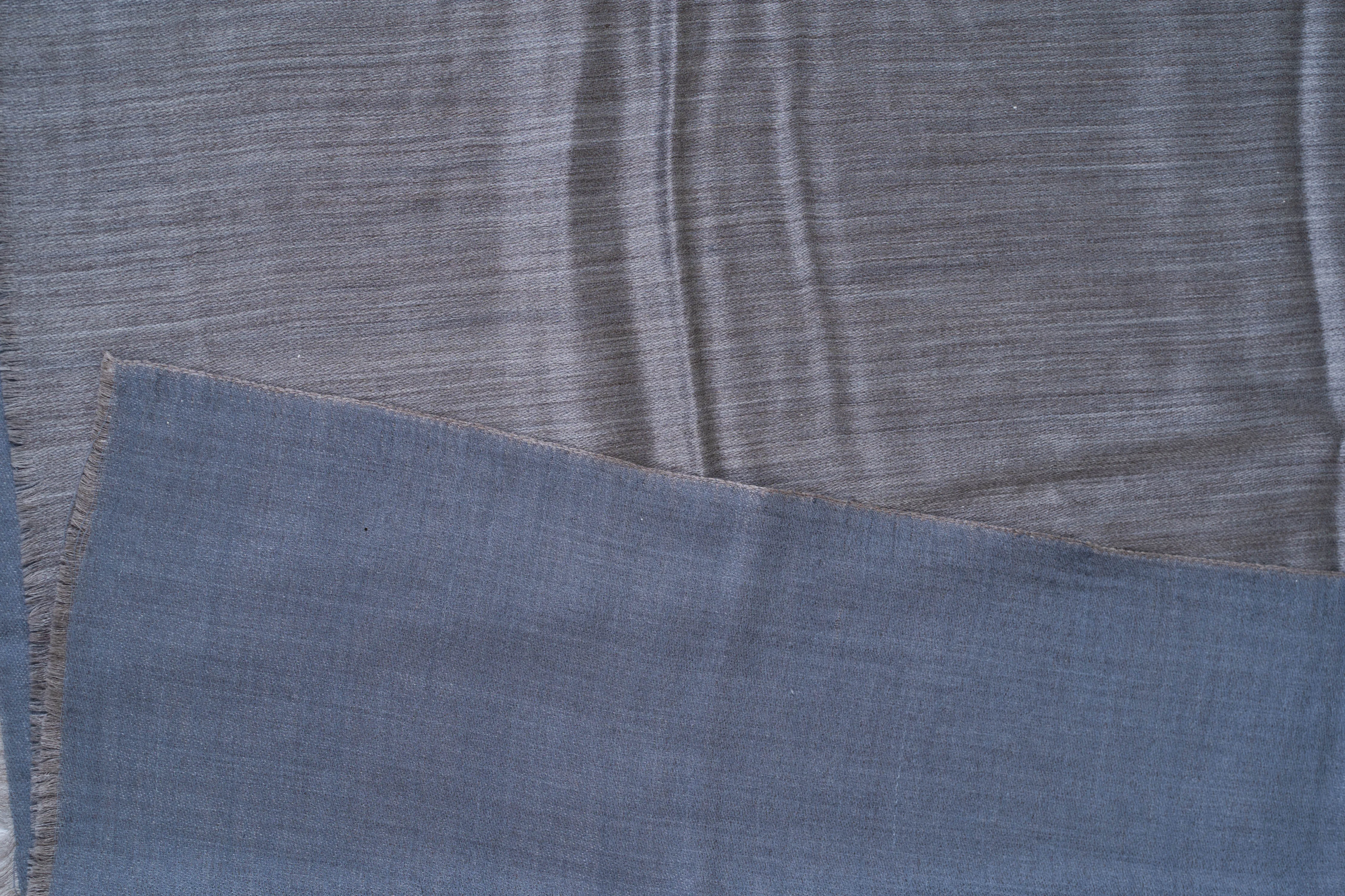 Dual Elegance: Reversible Merino Wool Scarf in Slate and Steel Blue