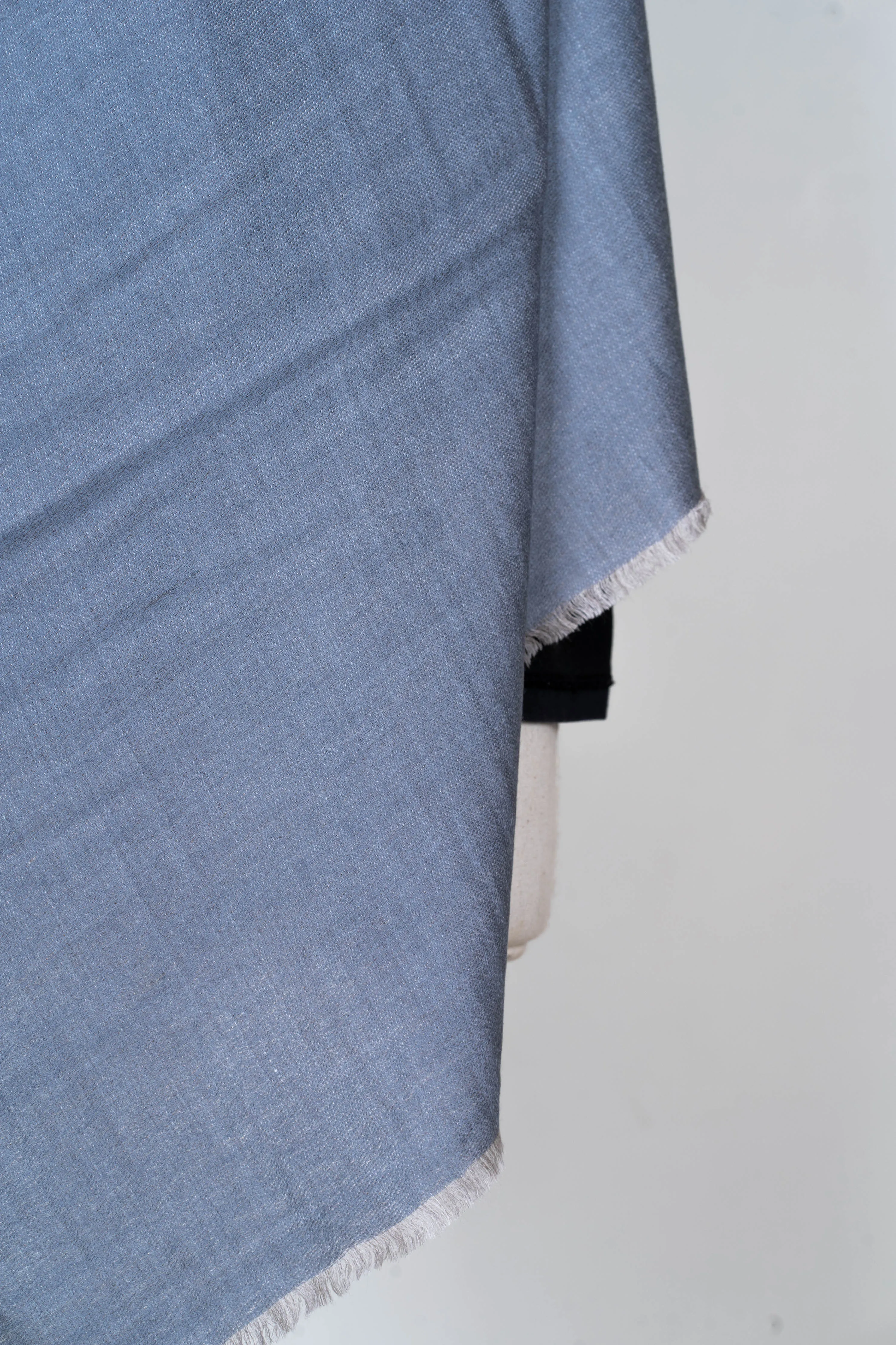 Dual Elegance: Reversible Merino Wool Scarf in Slate and Steel Blue