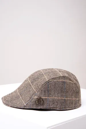 DX7 Tan Tweed Check Flat Cap