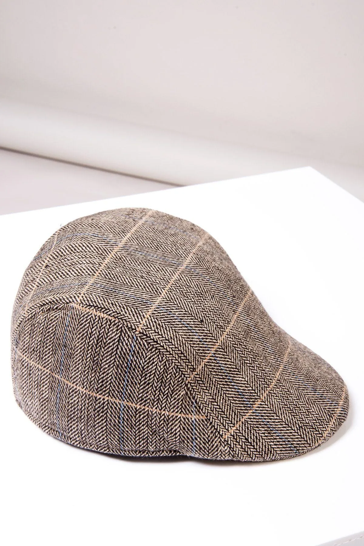 DX7 Tan Tweed Check Flat Cap