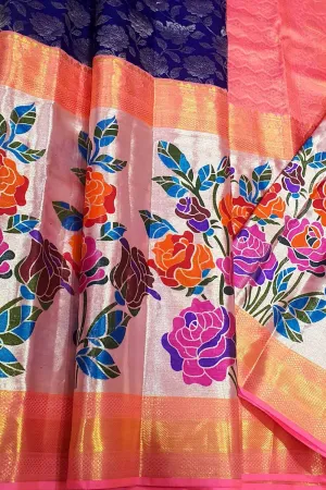 Elegant Blue Kanjeevaram Silk Saree - Handloom Pure Silk