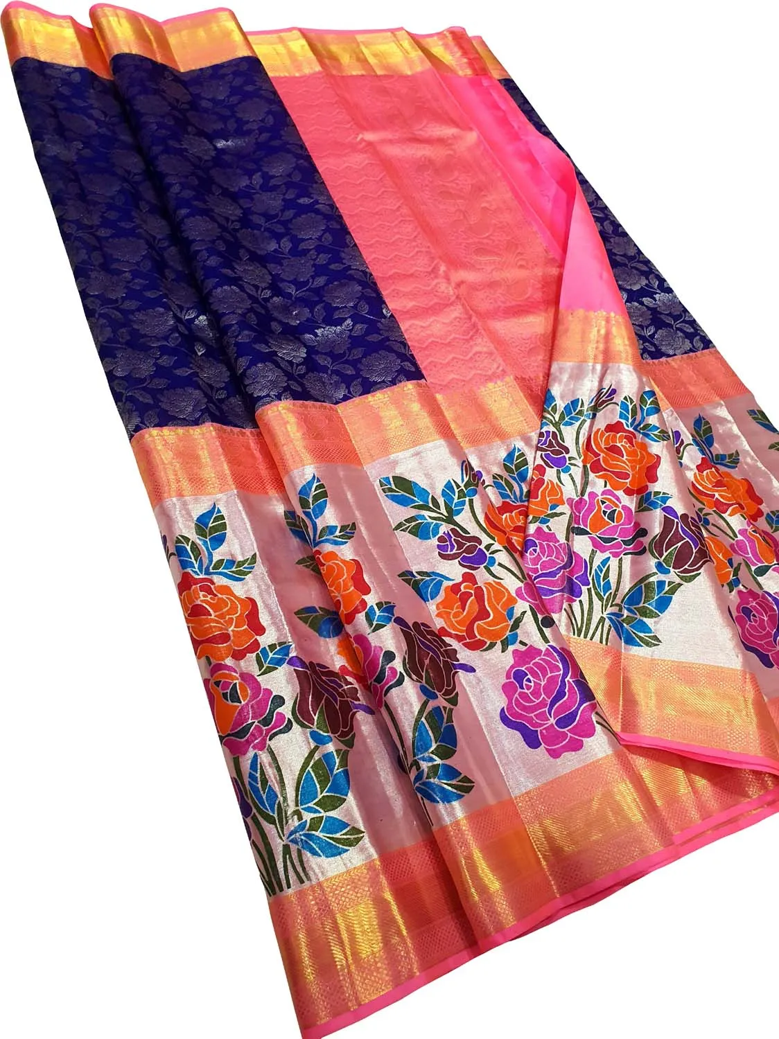 Elegant Blue Kanjeevaram Silk Saree - Handloom Pure Silk