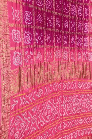 Elegant Pink Bandhani Gajji Silk Gharchola Saree