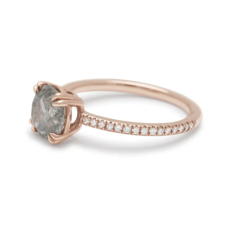 Eleonore Delicate Pave Ring - Rose Gold & Grey Diamond (1.54ct)