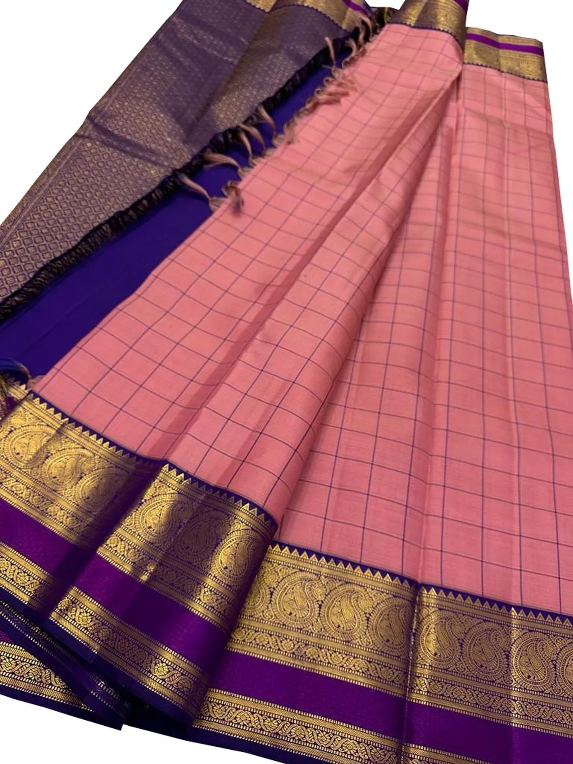 Exquisite Pink Kanjeevaram Handloom Pure Silk Saree: A Timeless Elegance
