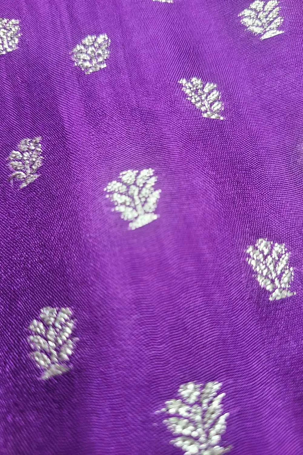 Exquisite Purple Banarasi Booti Design Silk Fabric - Luxurious Elegance ( 1 Mtr )