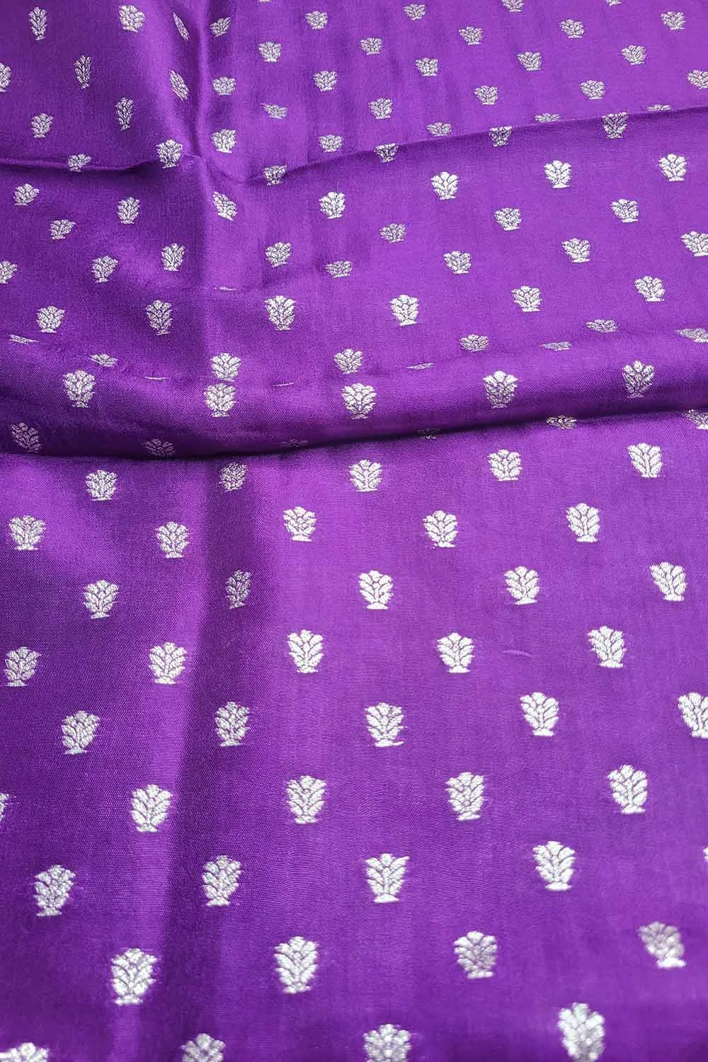 Exquisite Purple Banarasi Booti Design Silk Fabric - Luxurious Elegance ( 1 Mtr )