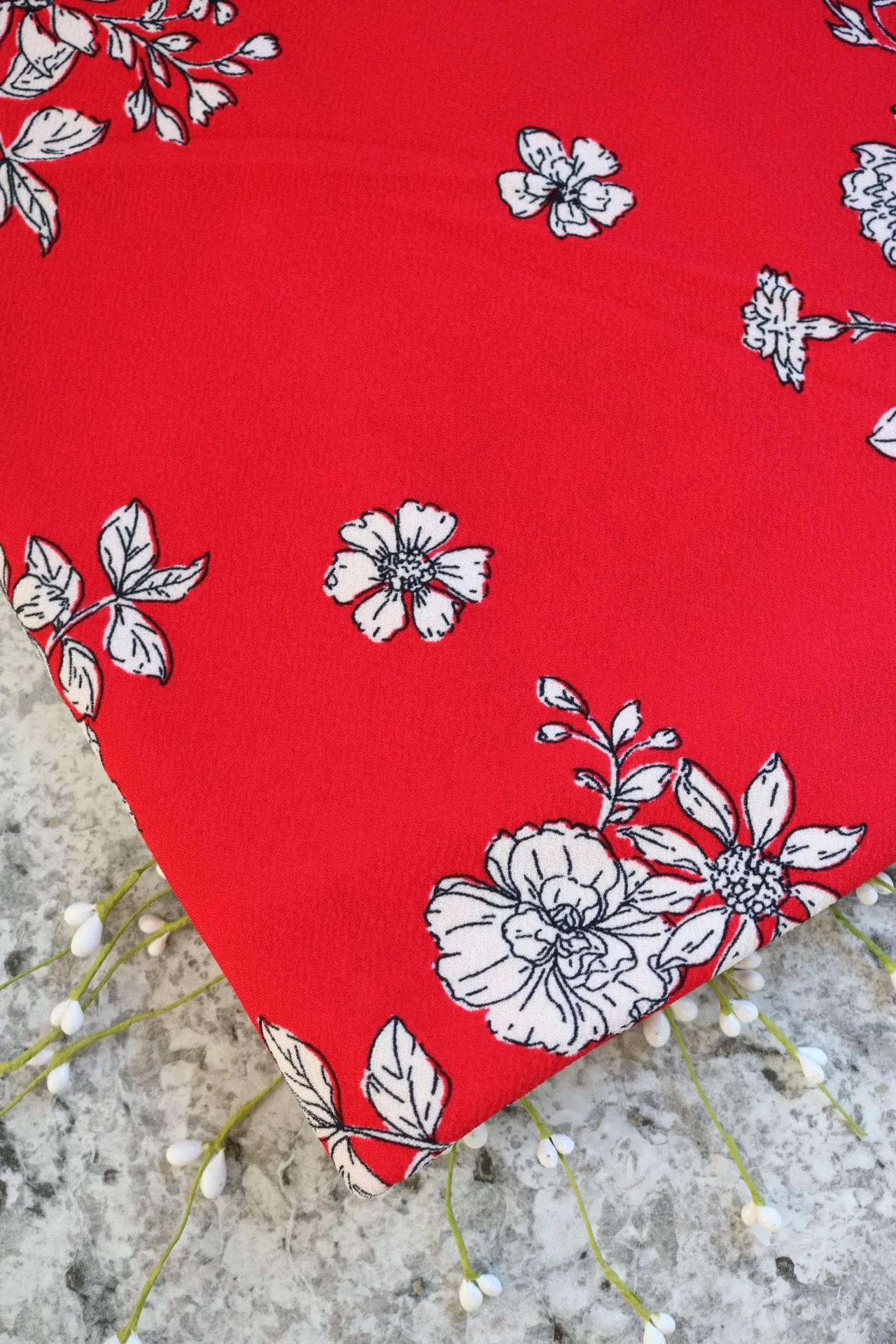 Floral Sketches on Red Liverpool