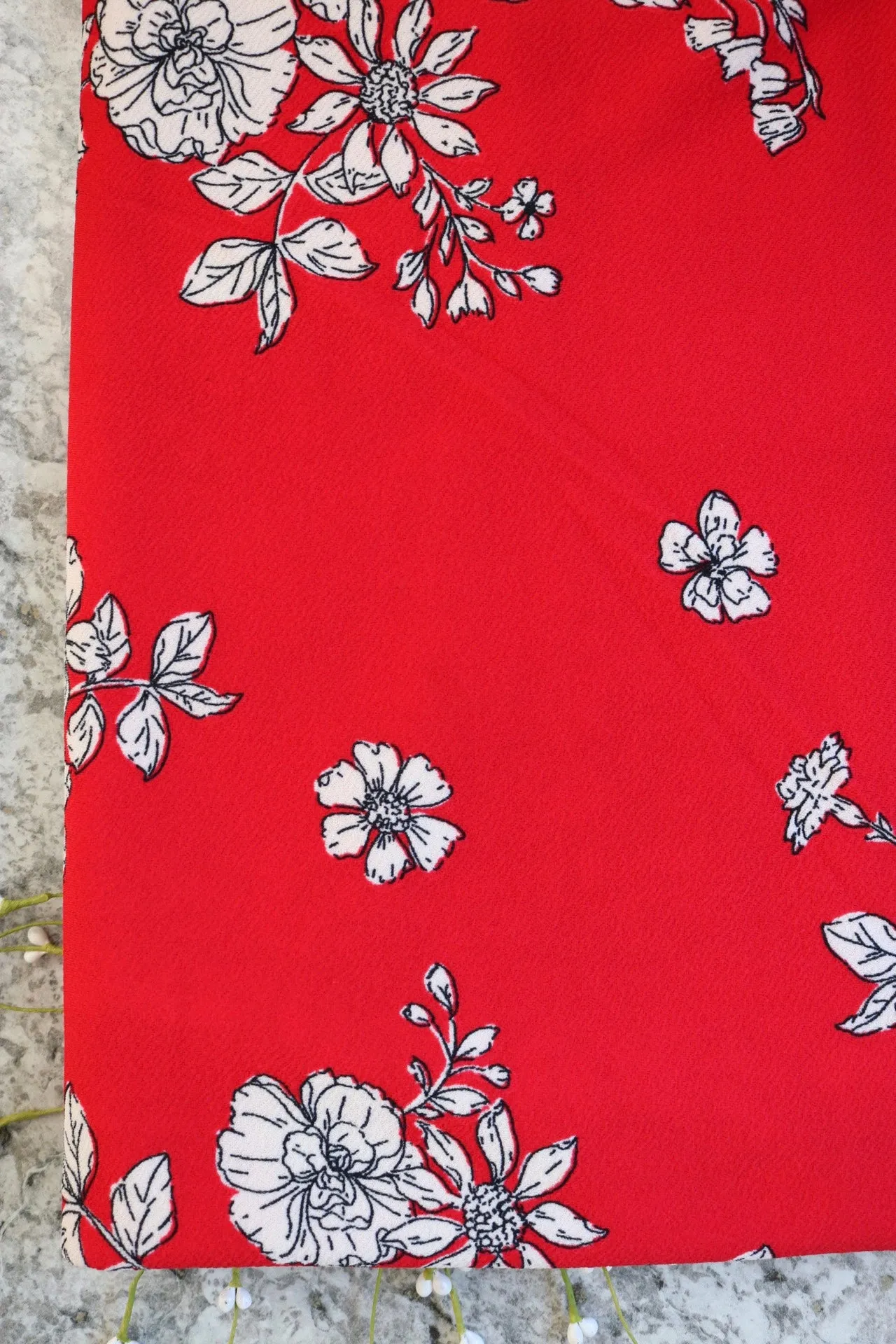 Floral Sketches on Red Liverpool