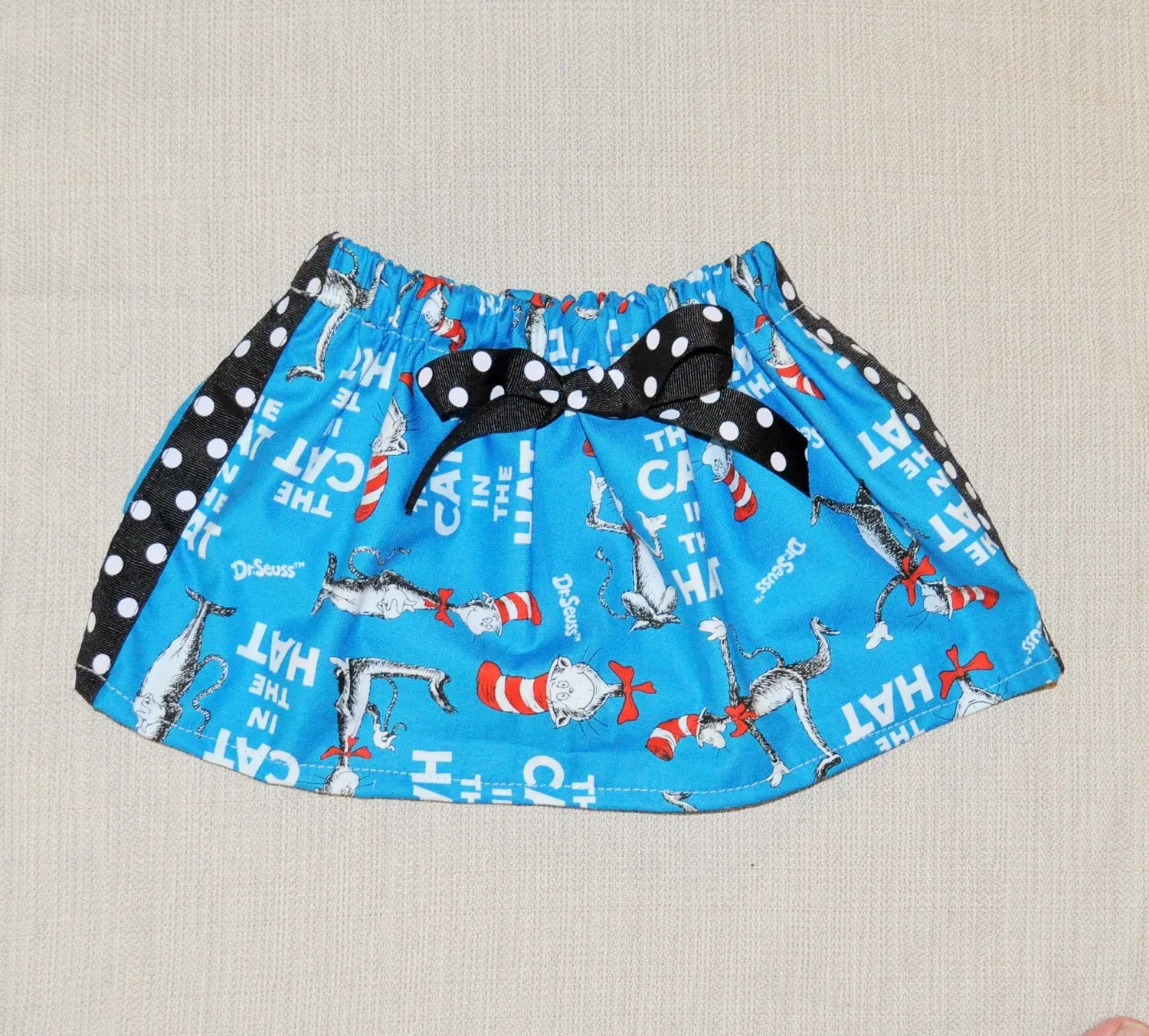 girl Dr. Seuss skirt with polka dot accents. Birthday Outfit, Cat in the Hat Outfit, Dr Seuss  Cake smash 1st 2nd 3rd birthday