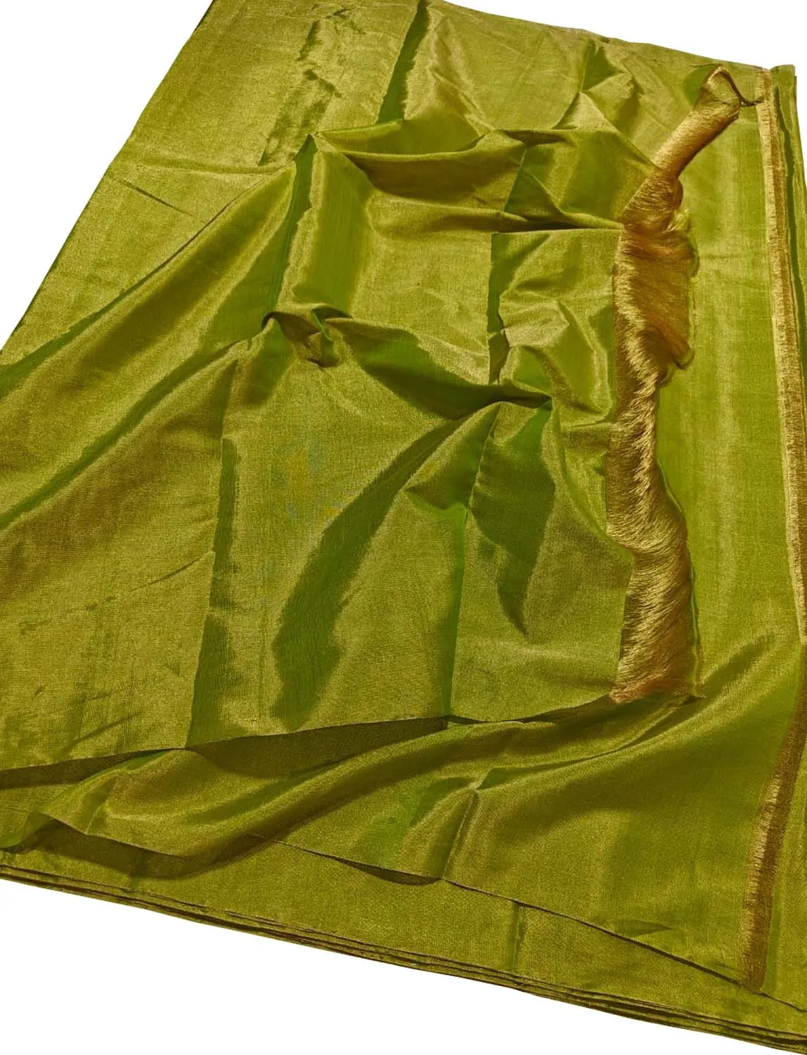 Handloom Chanderi Pure Silk Saree - Green Tissue