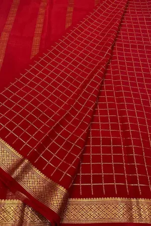 Handloom Mysore Crepe Silk Checks Saree