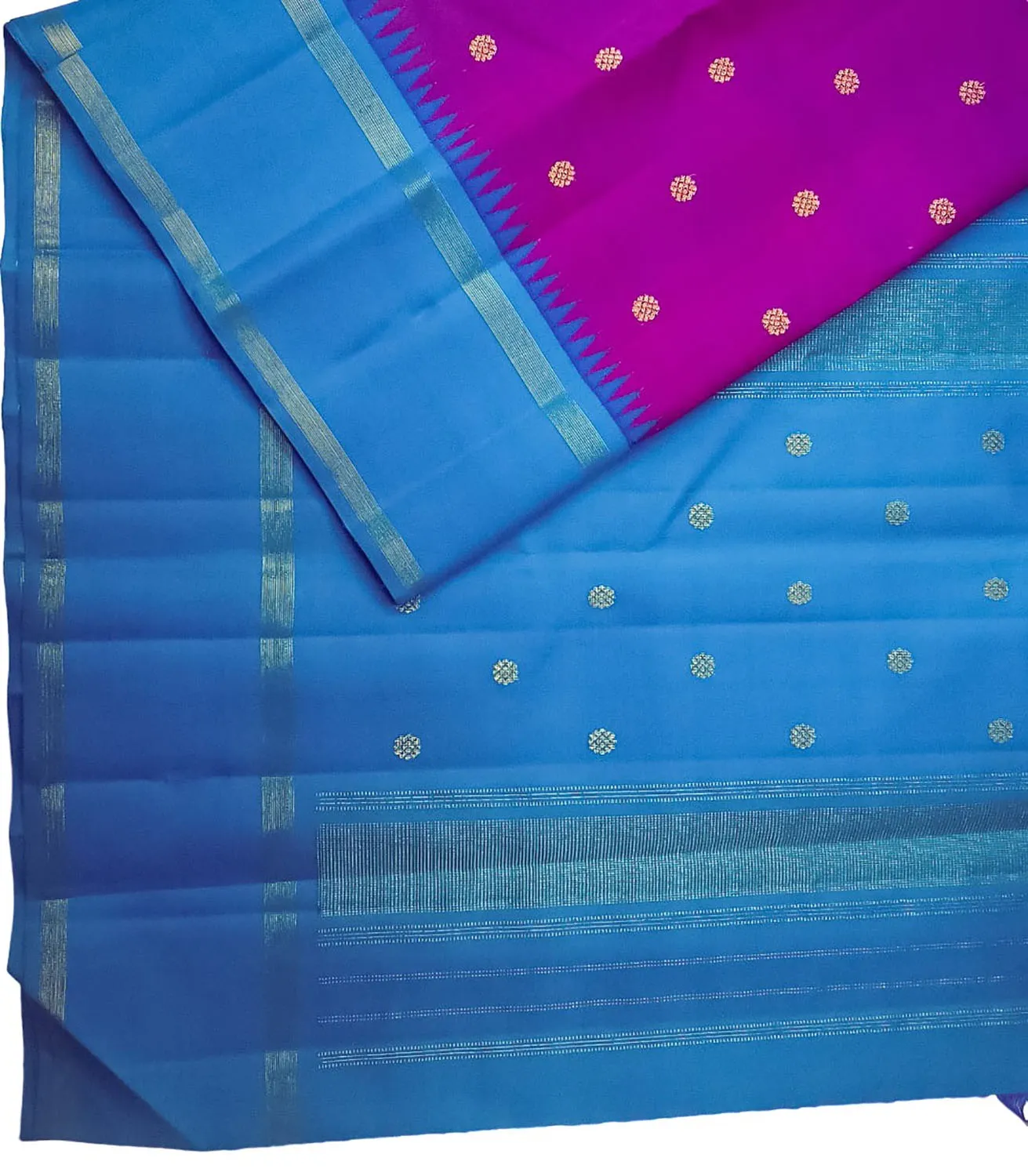 Handloom Silk Saree: Purple & Blue Kanjeevaram - Pure Elegance